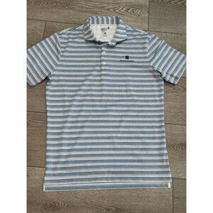 Johnnie-0 Golf Polo Performance Men’s Medium UPF 50 Blue/white Striped Preppy